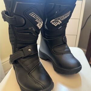 Kids Black Moto Boots with Secure Buckles